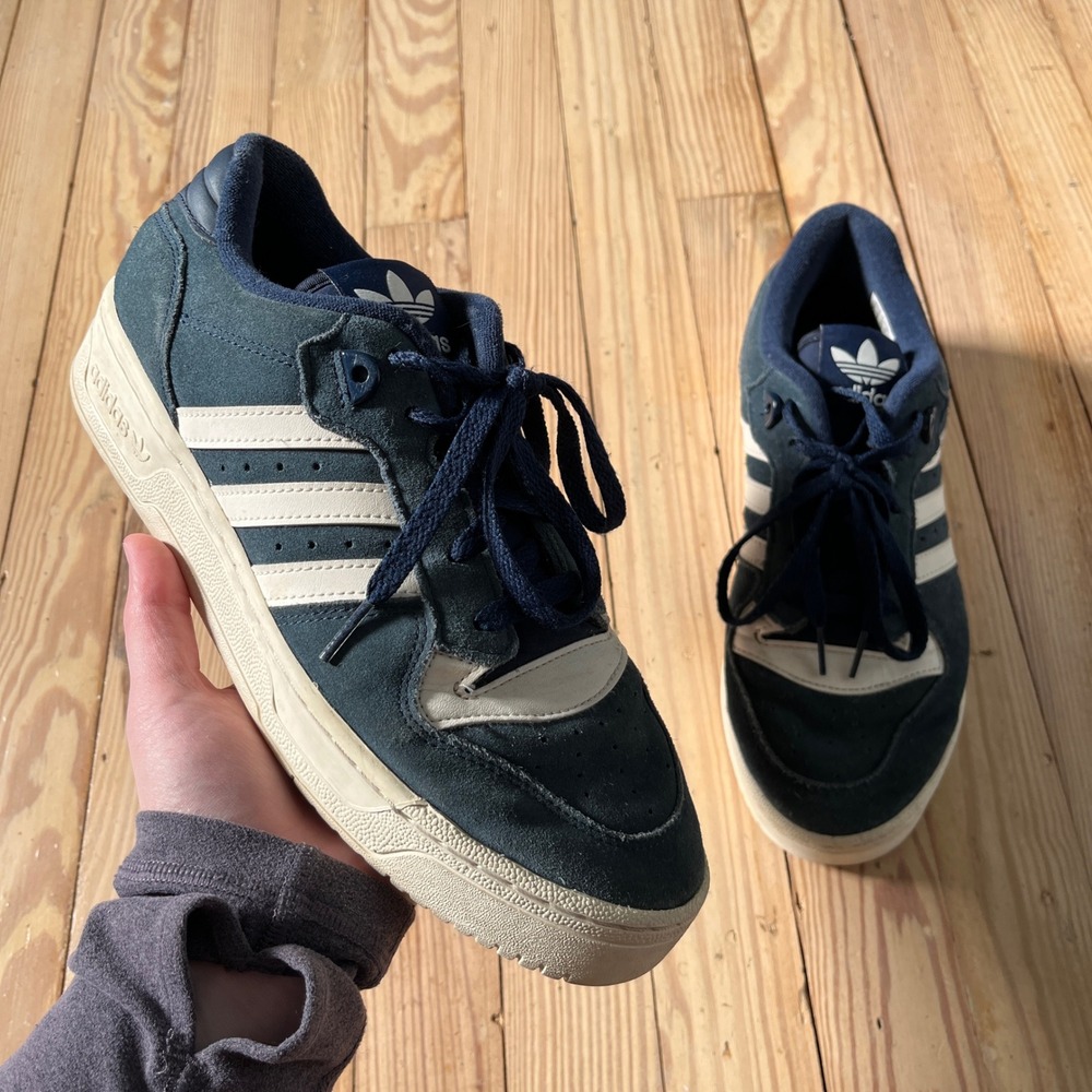 Adidas Rivalry Low Men 8.5 Navy Blue Suede Leather Sneakers IE9910 Retro Shoes
